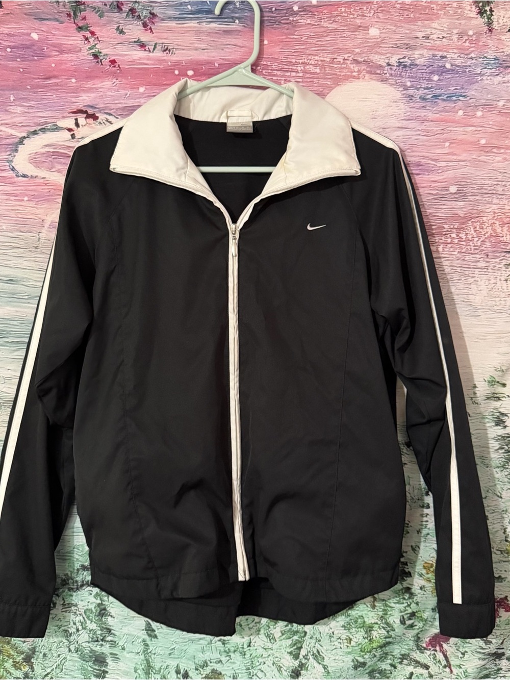 Nike Women’s Black and White Zip-Front Track Jacket
